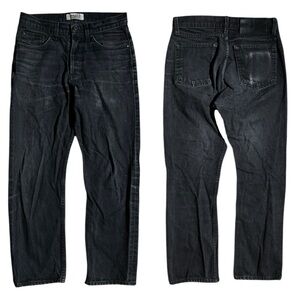Naked & Famous True Guy Solid Black Selvedge Denim Jeans 30x27